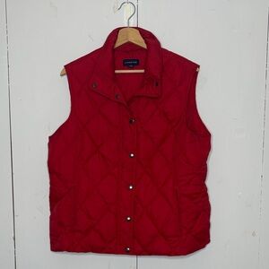 Lands End red quilted puffer vest women’s size large